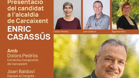 Compromís por Carcaixent presenta hoy a su candidato a la alcaldía, Enric Casassús Compromís por Carcaixent presenta hoy a su candidato a la alcaldía, Enric Casassús