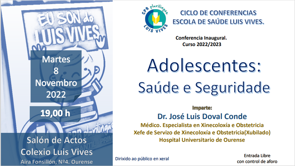 O doctor José Luis Doval no ciclo de conferencias Escola de Saúde Luis Vives O doctor José Luis Doval no ciclo de conferencias Escola de Saúde Luis Vives