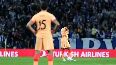 Joao Félix se lamenta en el partido del Atlético de Madrid. Joao Félix se lamenta en el partido del Atlético de Madrid.