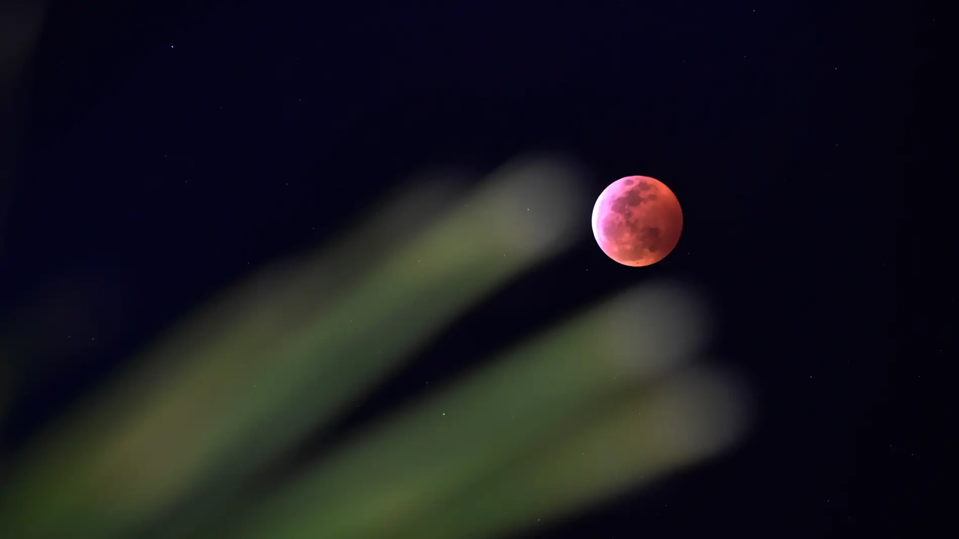 Imagen del eclipse lunar total visto el 20 de enero de 2019 en Las Vegas, Estados Unidos.