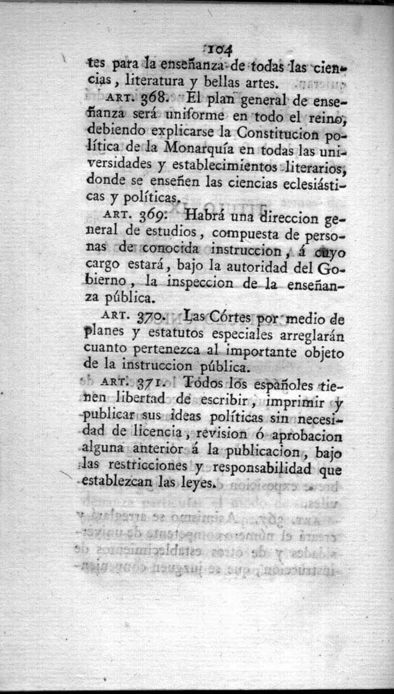 Captura de la Constitución de 1812 que recoge el derecho a libertad de imprenta