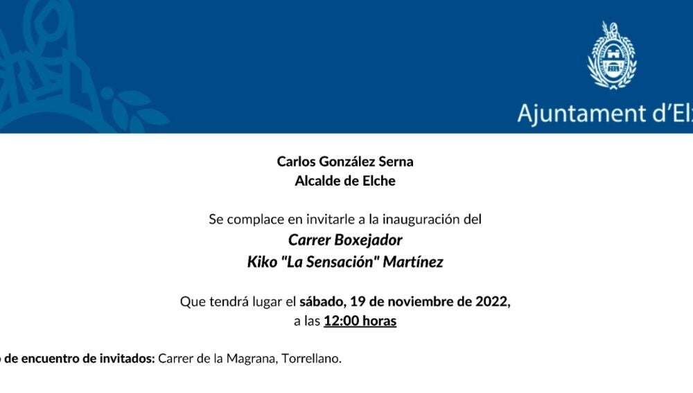 La calle de Kiko Martínez se inaugurará el sábado, a las 12:00 horas, en Torrellano