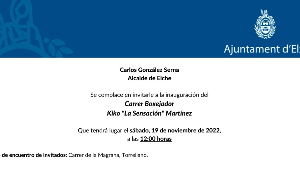 La calle de Kiko Martínez se inaugurará el sábado, a las 12:00 horas, en Torrellano