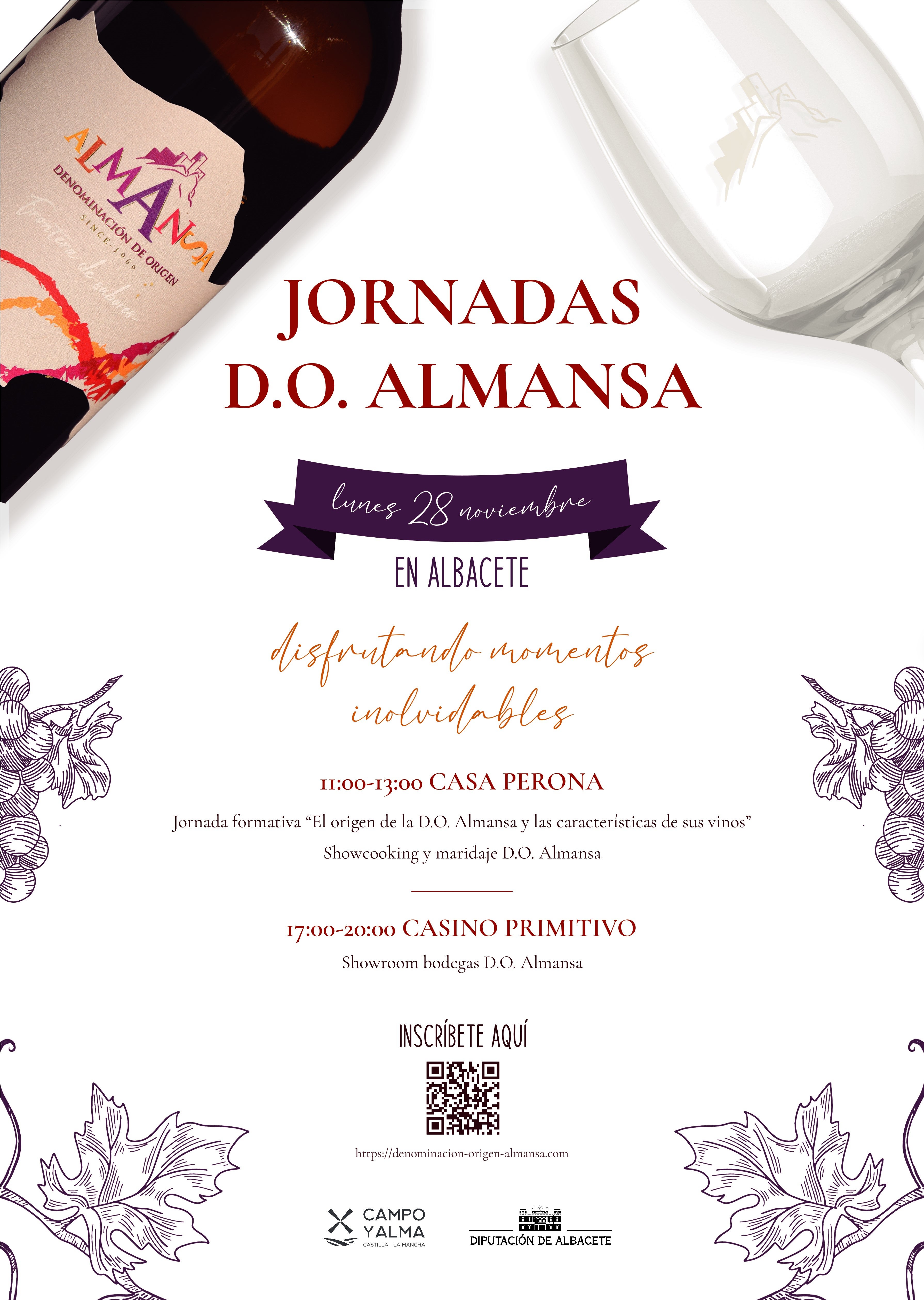 La D.O. Almansa nos invita a “disfrutar momentos inolvidables” en una Jornada el próximo 28 de noviembre en la Casa Perona La D.O. Almansa nos invita a “disfrutar momentos inolvidables” en una Jornada el próximo 28 de noviembre en la Casa Perona