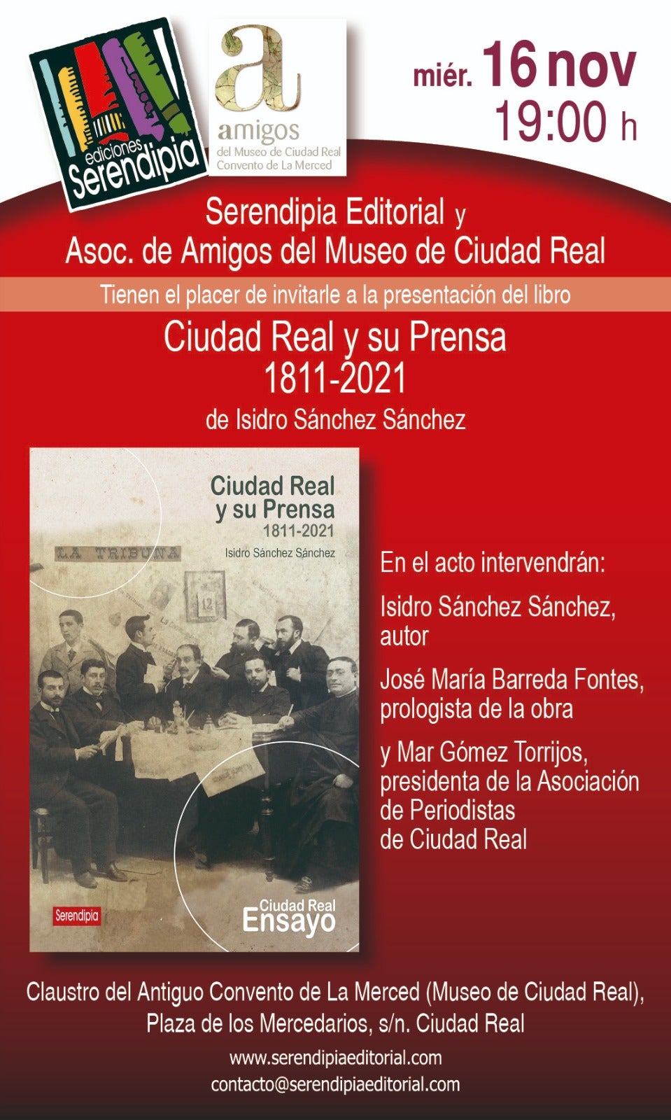 Isidro Sánchez presentará el libro: "Ciudad Real y su prensa. 1811 a 2021" Isidro Sánchez presentará el libro: "Ciudad Real y su prensa. 1811 a 2021"