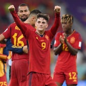 Los jugadores de España celebran la victoria ante Costa Rica