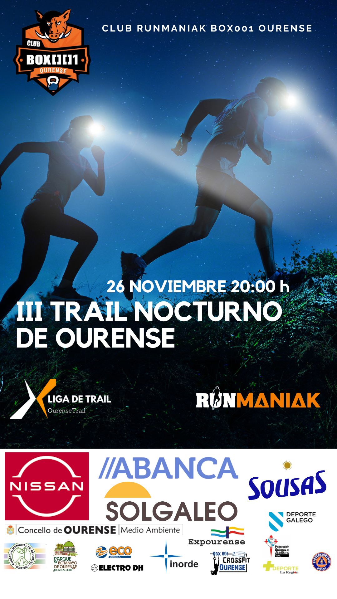 O sábado 26 celébrase o III Night Trail de Ourense O sábado 26 celébrase o III Night Trail de Ourense