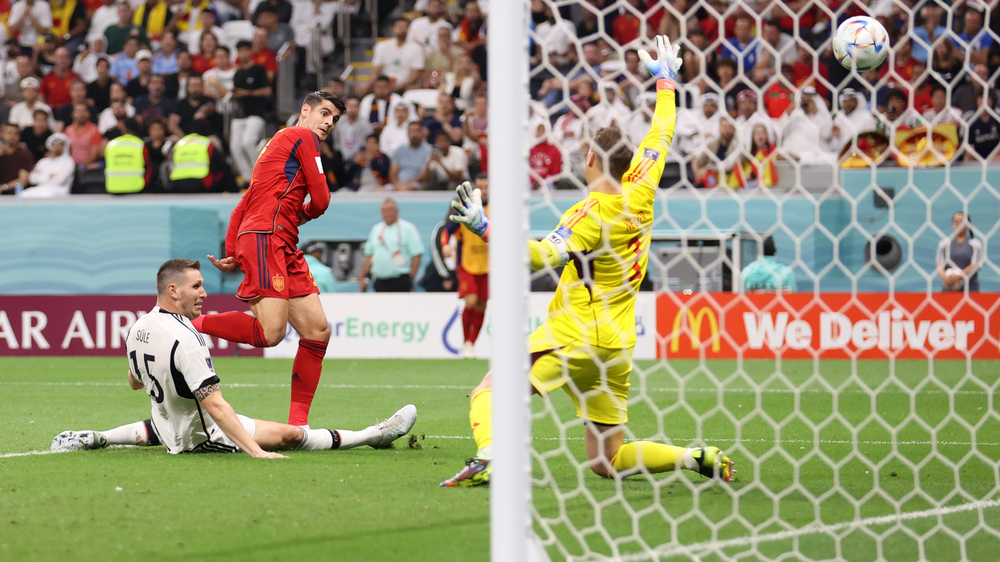 Álvaro Morata marcando un gol de España frente a Alemania en el Mundial de Qatar 2022 Los goles de España en Radioestadio
