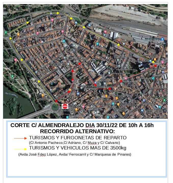 Cortes de tráfico mañana miércoles en la calle Almendralejo por obras en un colector de agua Cortes de tráfico mañana miércoles en la calle Almendralejo por obras en un colector de agua