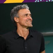 Luis Enrique sonríe en un partido de la selección española.