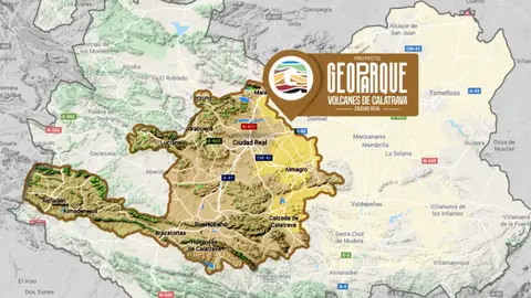 Mapa de la situación del geoparque "Campo de Calatrava" Mapa de la situación del geoparque "Campo de Calatrava"