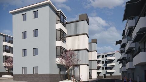 Aspecto que tendr&aacute; los edificios rehabilitados en el barrio Porfirio Pascual de Elche. 