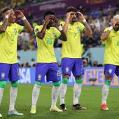 Los jugadores de la Selección de Brasil celebrando un gol