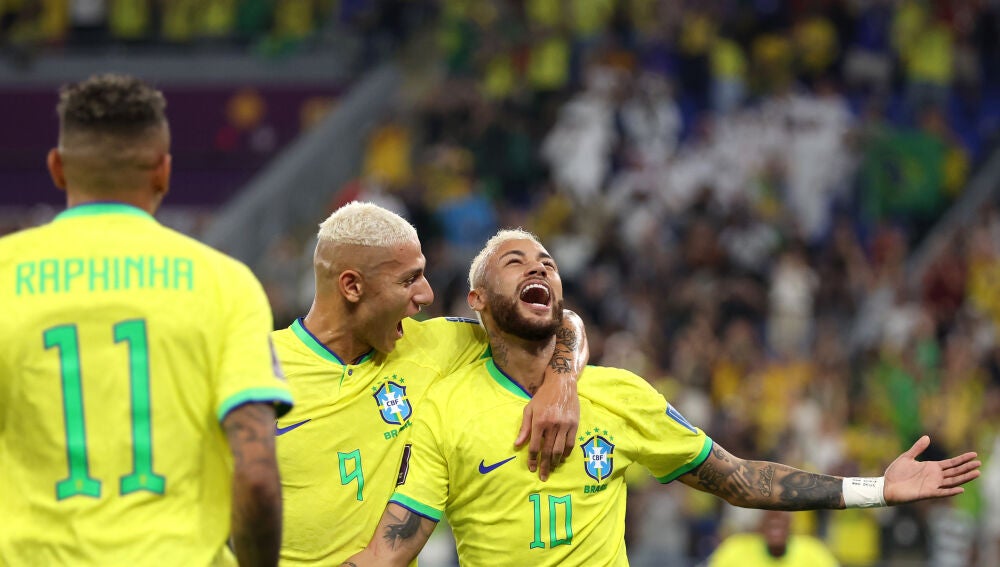 Neymar celebrando un gol en el Mundial de Qatar frente a Corea del Sur
