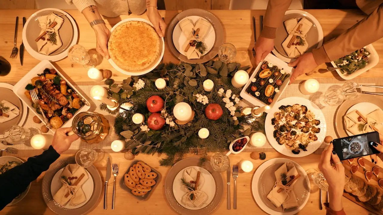 Imagen de archivo de una cena de Navidad Imagen de archivo de una cena de Navidad