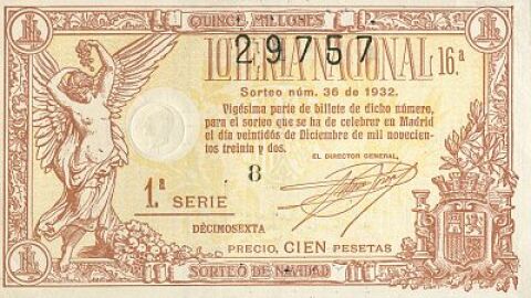 Décimo ganador del sorteo extraordinario de la Lotería Nacional del 22 de diciembre de 1932