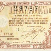 Décimo ganador del sorteo extraordinario de la Lotería Nacional del 22 de diciembre de 1932
