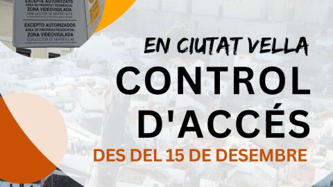 Cartel informativo sobre el control de acceso a Ciutat Vella