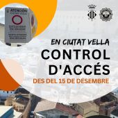 Cartel informativo sobre el control de acceso a Ciutat Vella