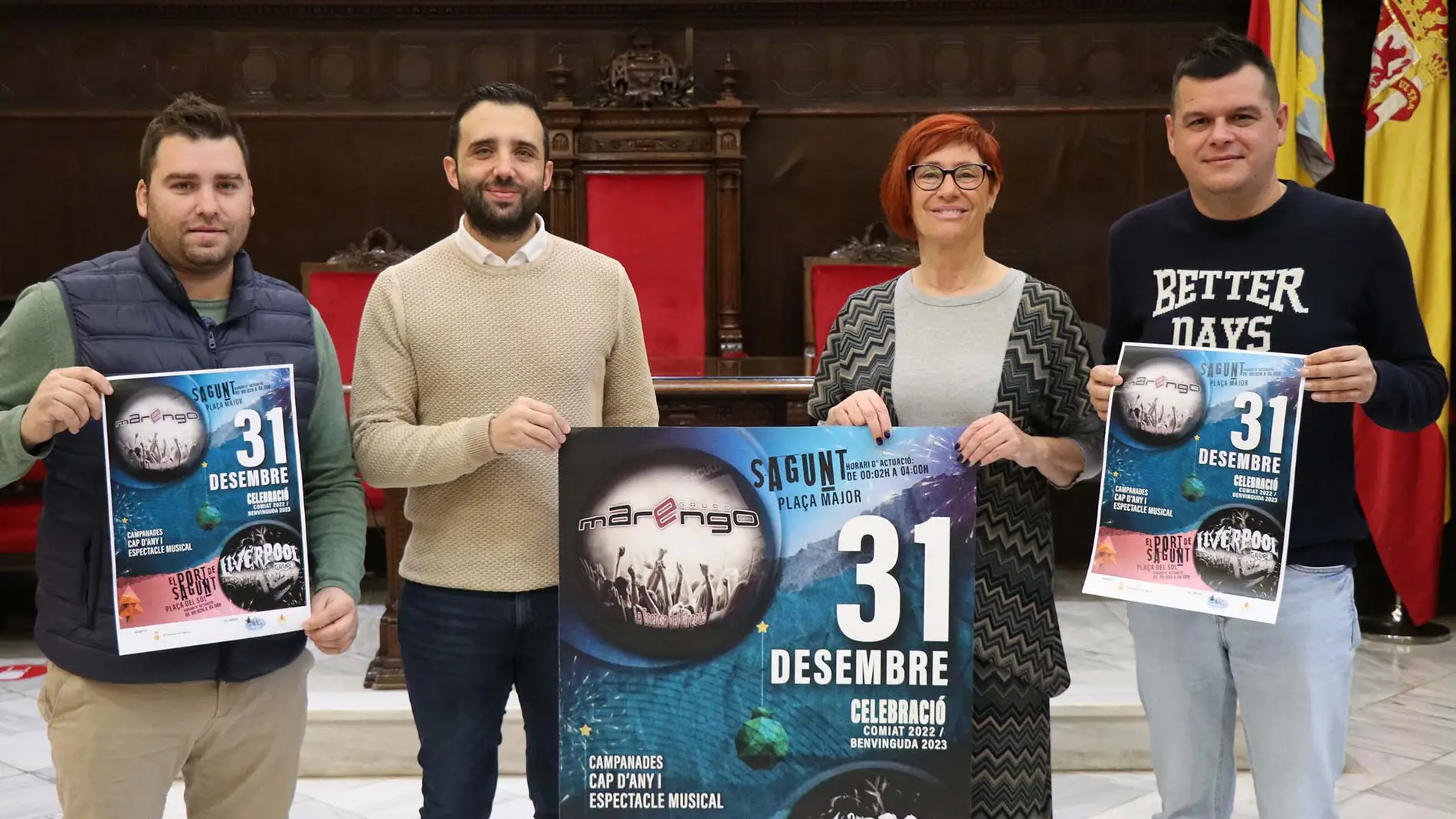 El alcalde de Sagunto, Darío Moreno, y la concejal de Cultura, Asunción Moll, presentan el cartel con motivo de los Conciertos de Fin de Año