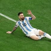 Leo Messi celebra un gol