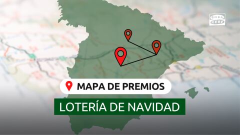 Mapa de premios de la Lotería de Navidad 2022.