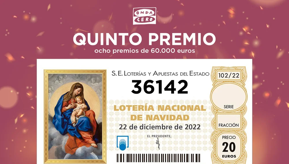 Séptimo quinto premio de la Lotería de Navidad 2022: 36142