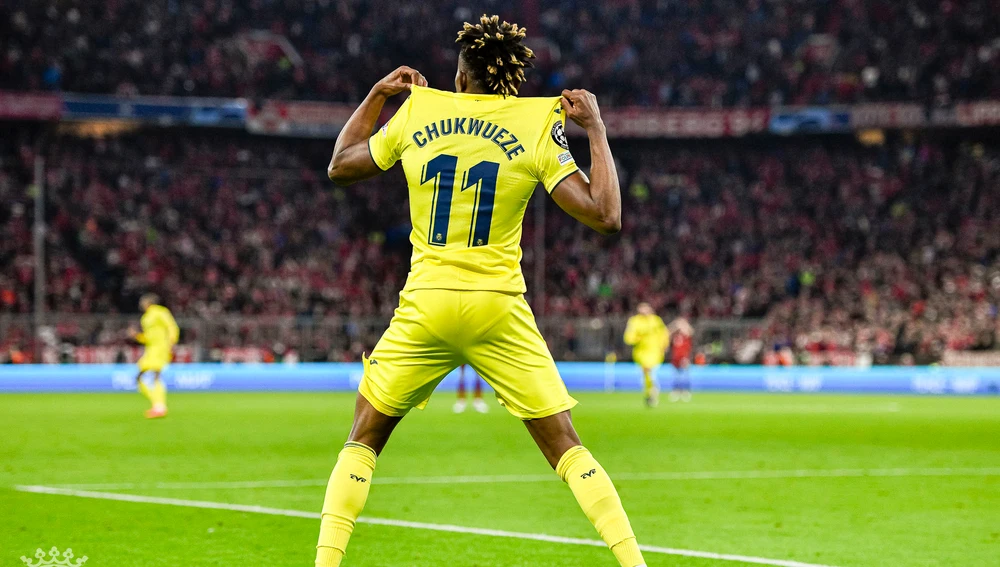 Chukwueze celebra su gol en Munich