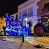 Estado en el que quedó la carroza que ha arrollado a varias personas en la cabalgata de Reyes de Marchena