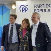 Chueca con Ramón Celma (presidente del PP de Zaragoza) y Azcón