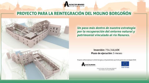 El Ayuntamiento de Alcal&aacute; de Henares ha presentado el proyecto de reintegraci&oacute;n del Molino Borgo&ntilde;&oacute;n de la Isla del Colegio