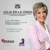Julia Otero emite mañana martes su programa desde el  Palacio Euskalduna 