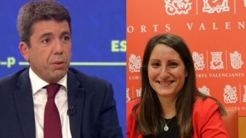 El presidente del PPCV, Carlos Mazón (izquierda), y la síndica de Vox, Ana Vega (a la derecha).