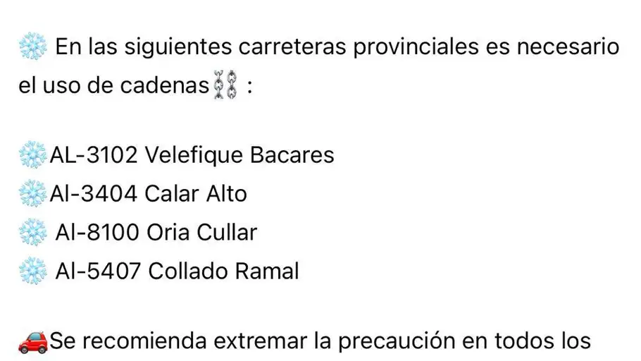 Recomendaciones en las carreteras de la provincia ONDA CERO ALMERIA