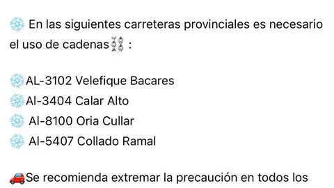 Recomendaciones en las carreteras de la provincia ONDA CERO ALMERIA