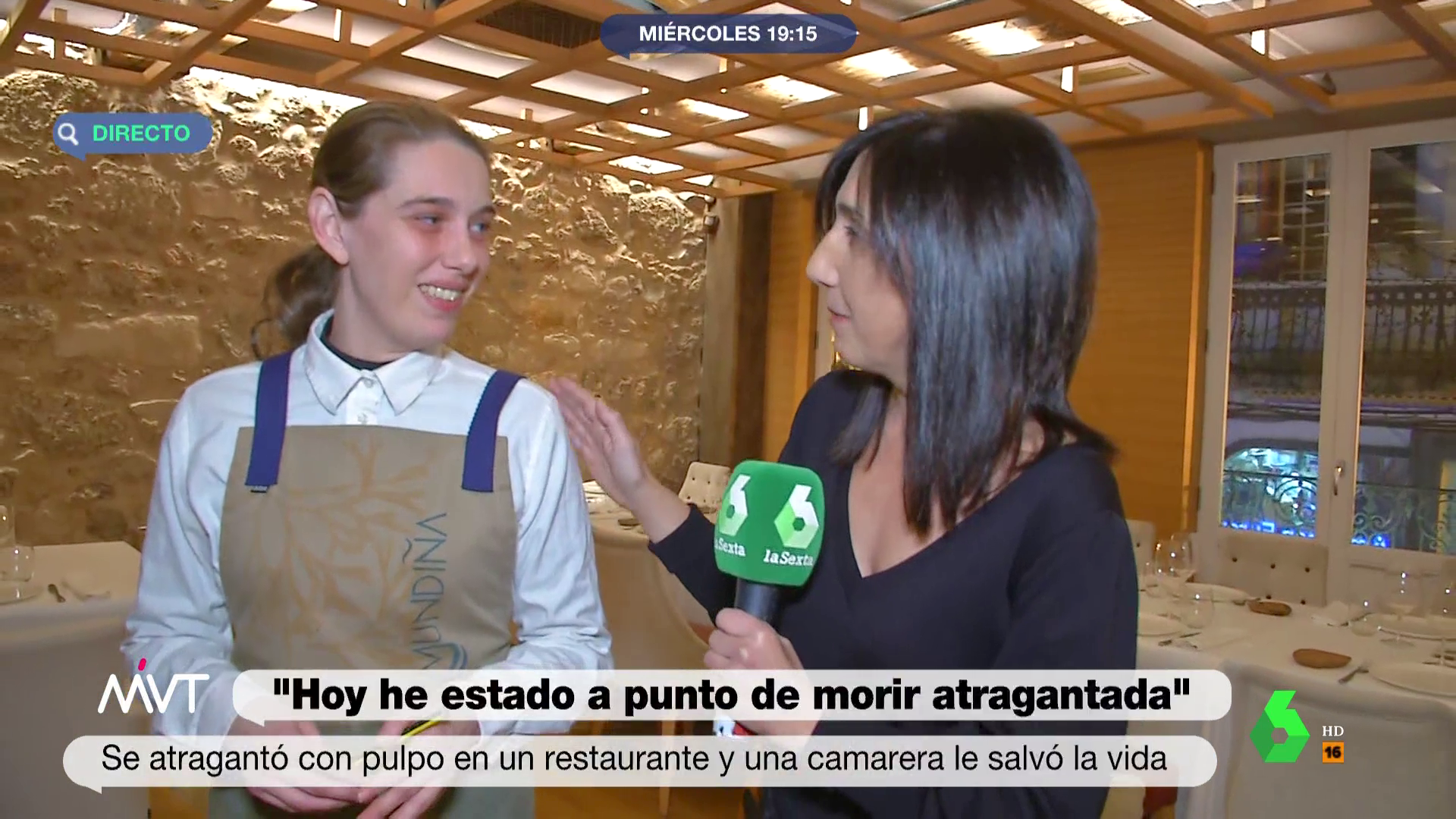 Así salvó una camarera la vida de la periodista de laSexta Taciana Díaz: "No podía respirar" Así salvó una camarera la vida de la periodista de laSexta Taciana Díaz: "No podía respirar"