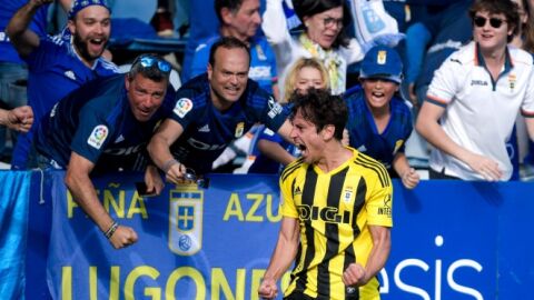 Marco Sangalli celebra el gol que marc&oacute; en Copa frente a la Gimn&aacute;stica