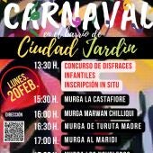 Cartel de la actividad carnavalera en Ciudad Jardín