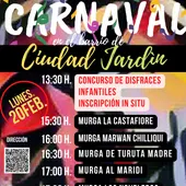 Cartel de la actividad carnavalera en Ciudad Jardín Cartel de la actividad carnavalera en Ciudad Jardín