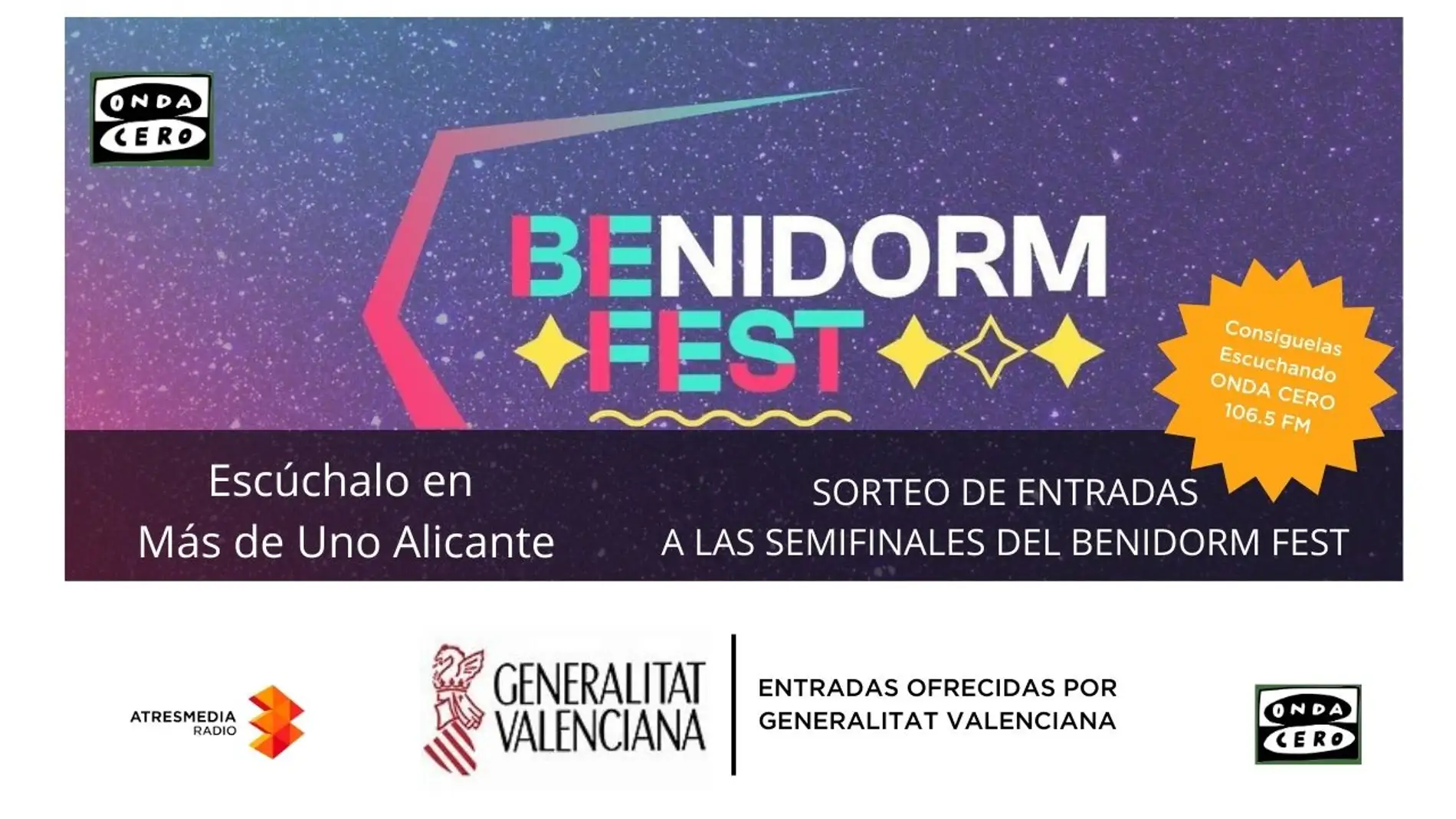 Más de uno Alicante regala entre sus oyentes entradas dobles para el 'Benidorm Fest' Más de uno Alicante regala entre sus oyentes entradas dobles para el 'Benidorm Fest'