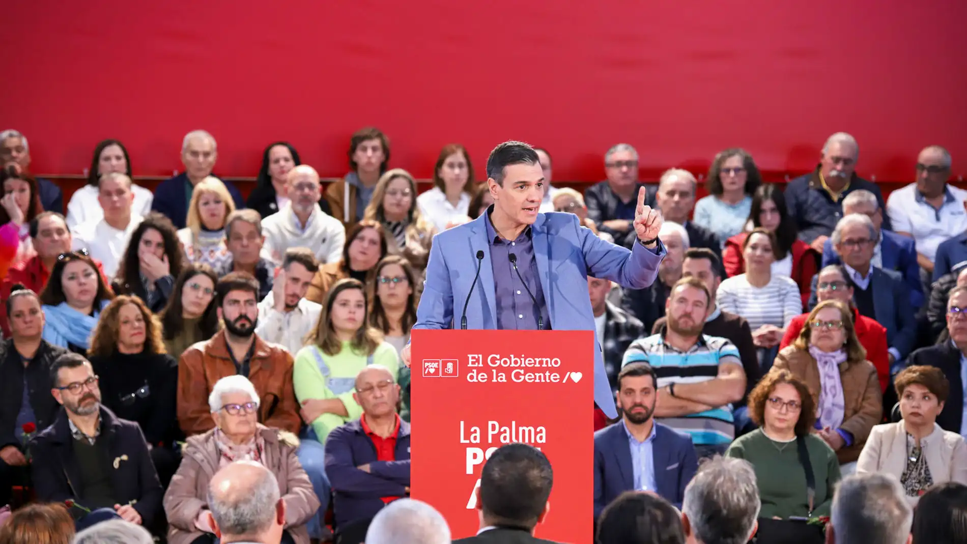 Pedro Sánchez en el acto de La Palma