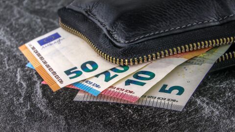 Cartera con billetes de euro.