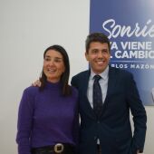 Ruth Merino y Carlos Mazón, tras la rueda de prensa de este jueves en la sede del PPCV.