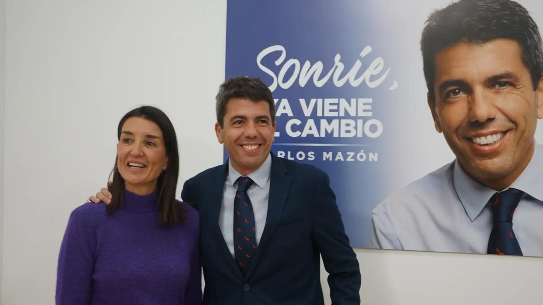 Ruth Merino y Carlos Mazón, tras la rueda de prensa de este jueves en la sede del PPCV.