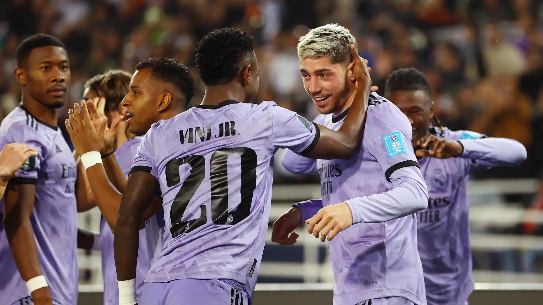 Vinicius y Valverde celebran uno de los goles del Real Madrid Vinicius y Valverde celebran uno de los goles del Real Madrid