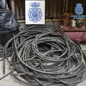 Cable robado recuperado por la Policía Nacional Cable robado recuperado por la Policía Nacional