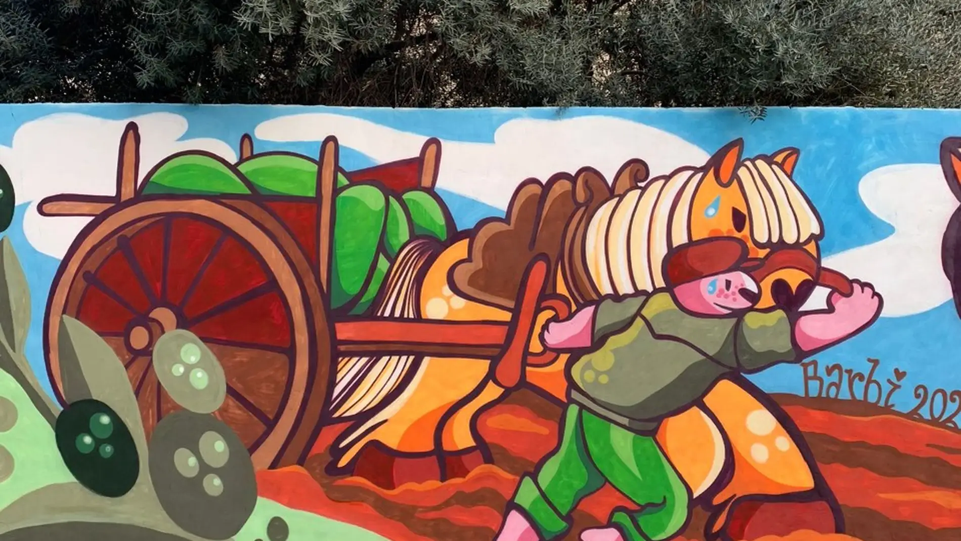 Nules conmemora el 75 anivesario de la feria agrícola con un mural de Bárbara Sebastián 
