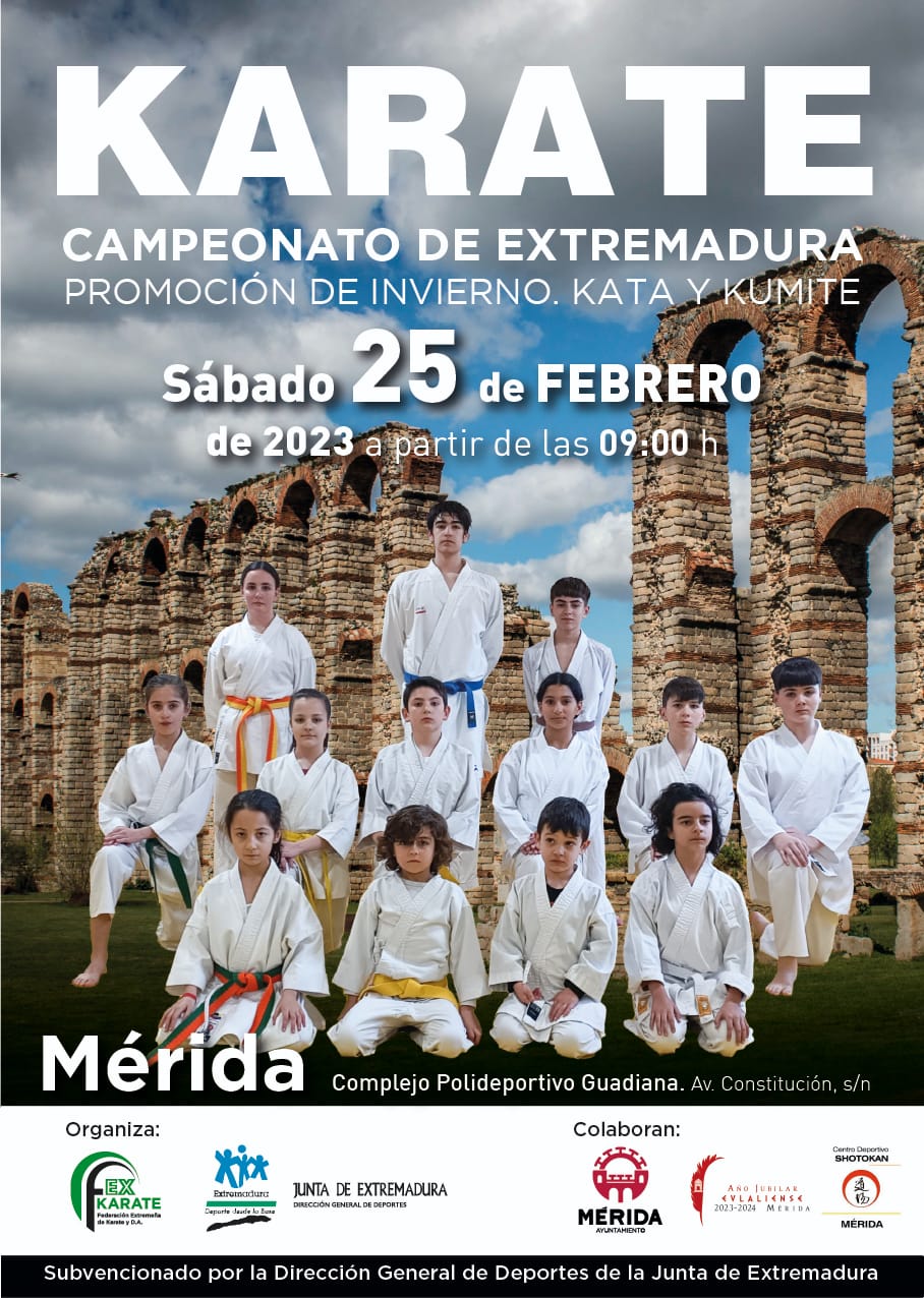 Mérida acoge el sábado 25 los Campeonatos de Promoción Invierno y Absoluto de kata y kumite Mérida acoge el sábado 25 los Campeonatos de Promoción Invierno y Absoluto de kata y kumite