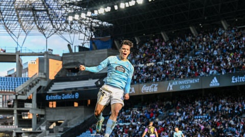 Gabri Veiga celebra un gol en Balaídos