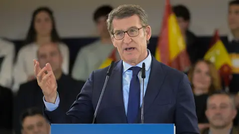 Imagen de archivo del presidente del PP, Alberto Núñez Feijóo, durante un mitin en Castilla-La Mancha Feijóo asegura que el PP hará una auditoría para ver cómo el Gobierno está gastando los fondos europeos